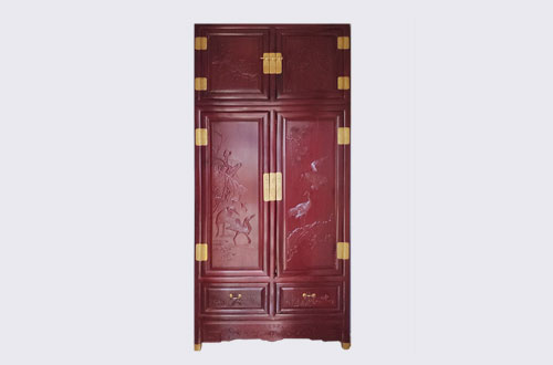 晋中高端中式家居装修深红色纯实木衣柜